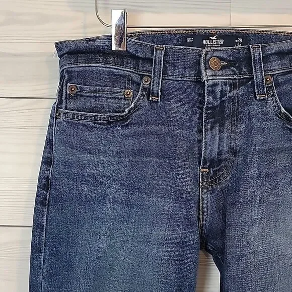 Hollister Epic Flex Slim Straight Blue Denim Jeans Womens Size Waist 28" - Picture 6 of 14